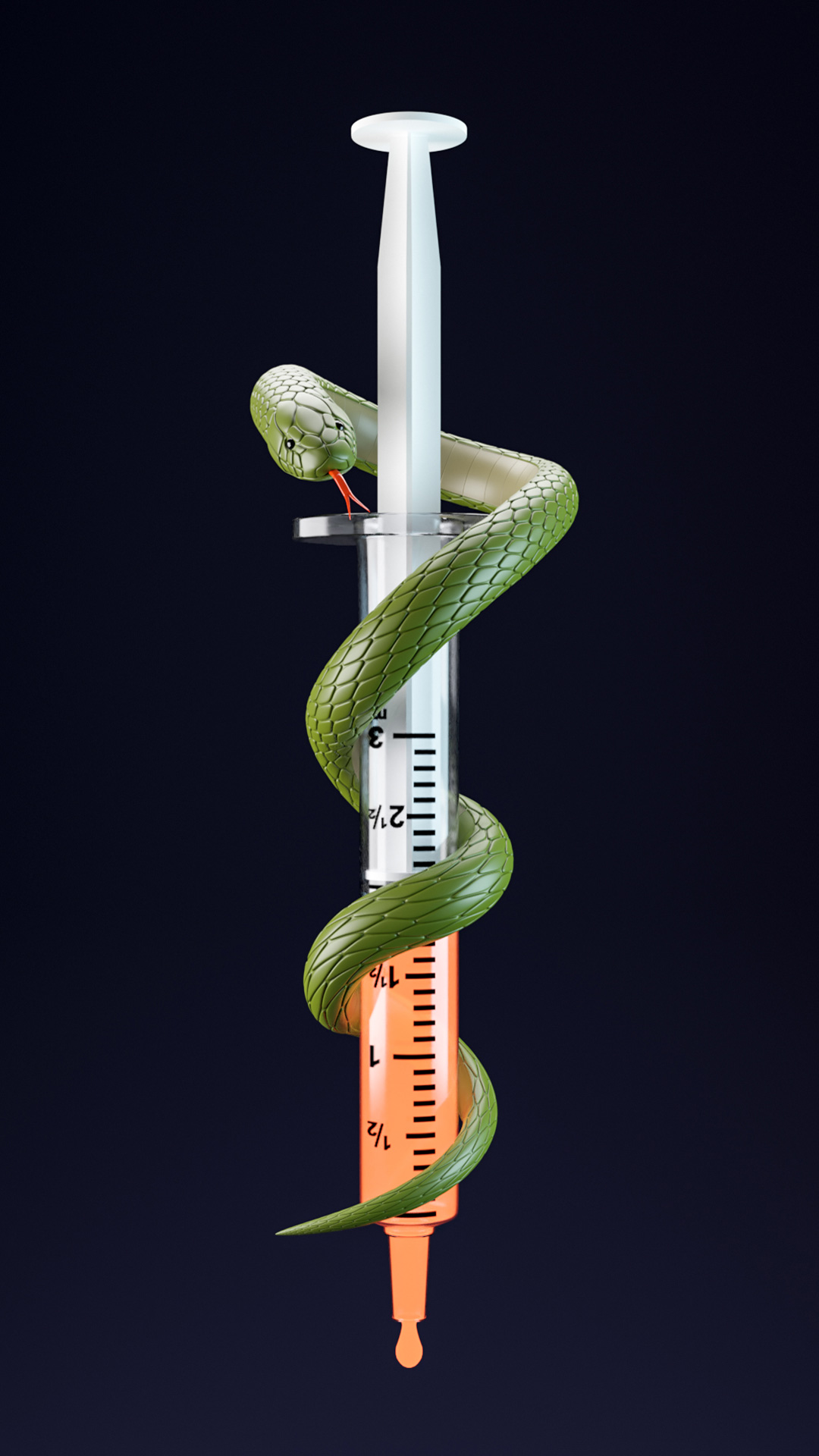 Snake wrapped around a syringe